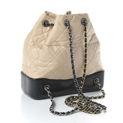 Chanel Aged Calfskin Quilted Small Gabrielle Backpack Beige Black 2 of 10