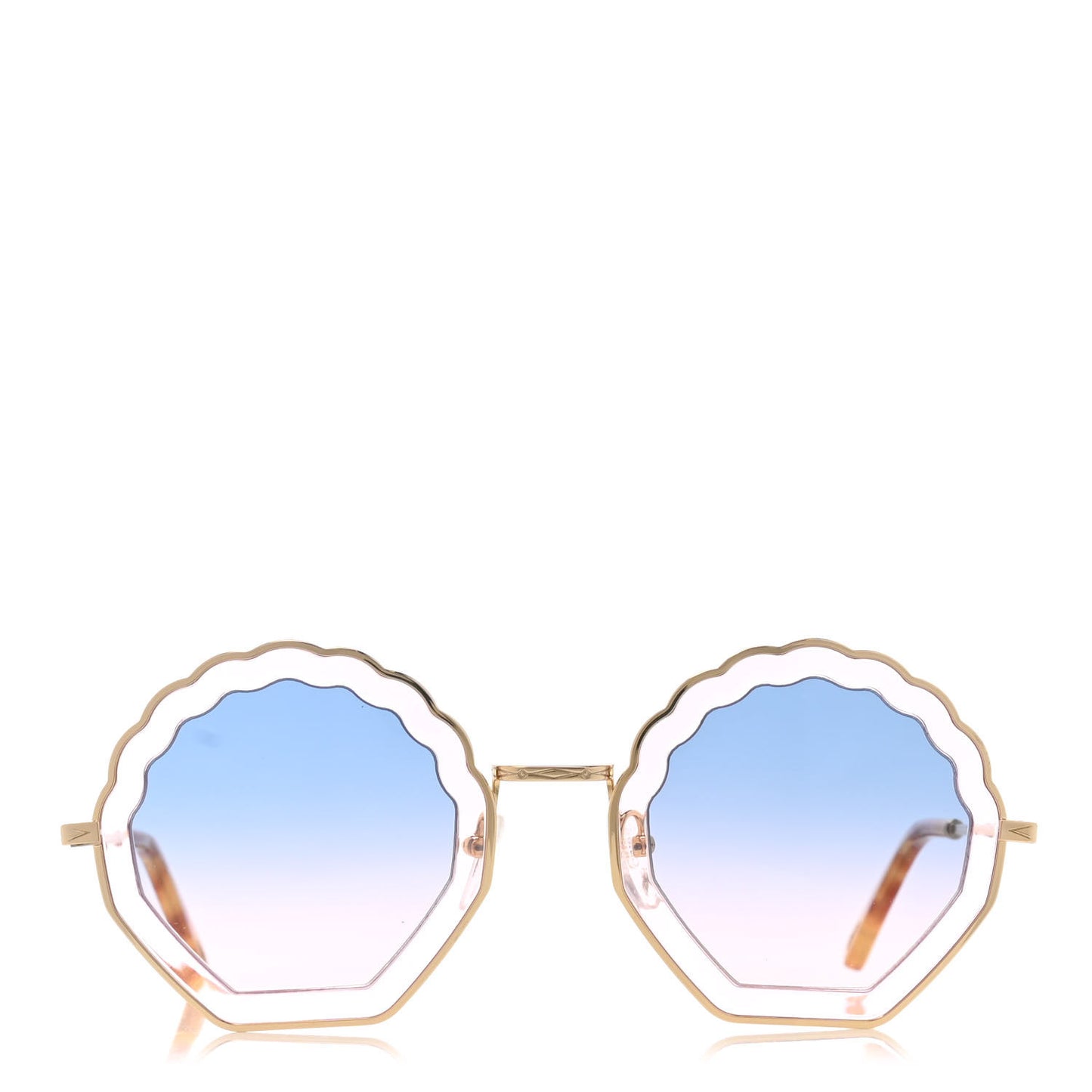 Rosie Bevelled Round Sunglasses Gold Gradient Blue