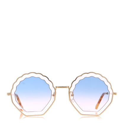 Chloe Rosie Bevelled Round Sunglasses Gold Gradient Blue 2 of 7