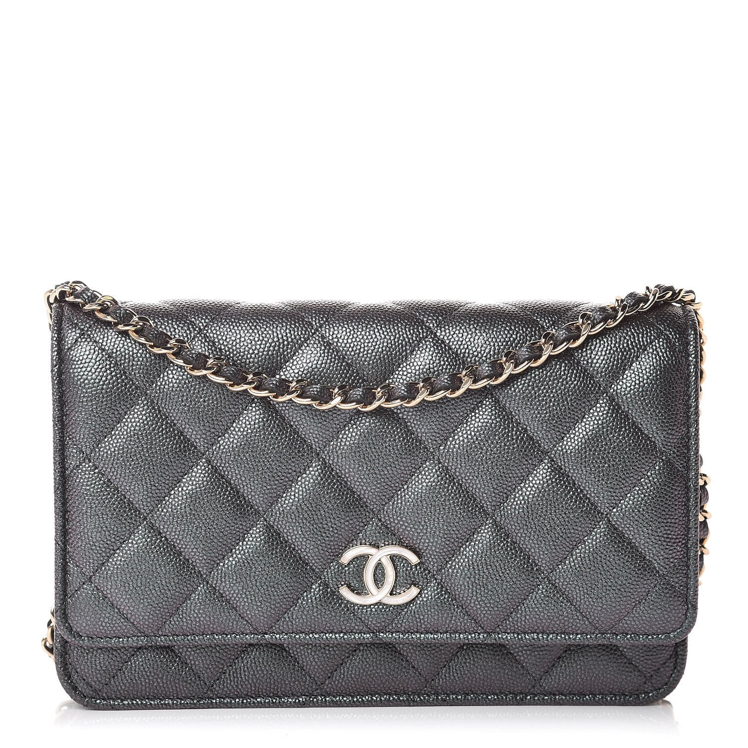 Chanel Iridescent Caviar Quilted Wallet On Chain WOC Black 1 of 10