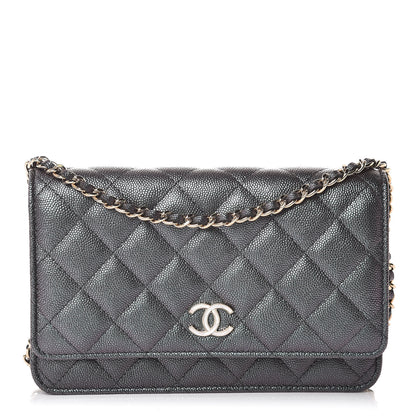 Chanel Iridescent Caviar Quilted Wallet On Chain WOC Black 1 of 10