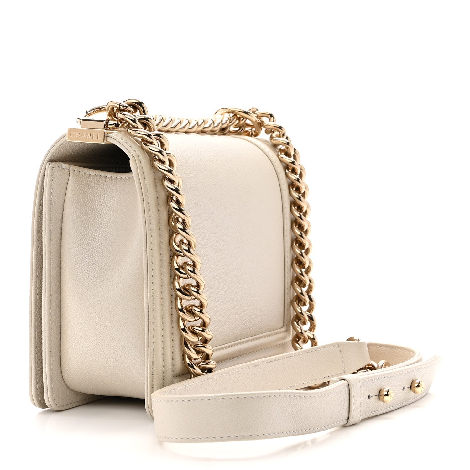 Chanel Iridescent Caviar Mini Boy Flap White 3 of 12