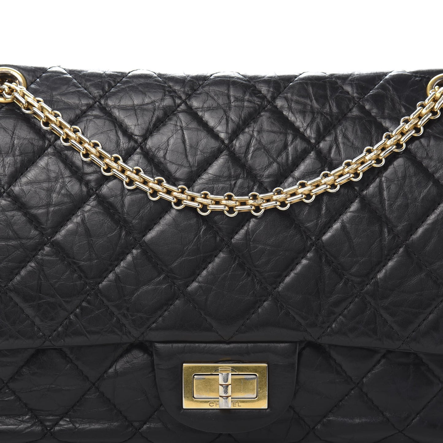 Aged Calfskin Quilted 2.55 Reissue 227 Flap Black
