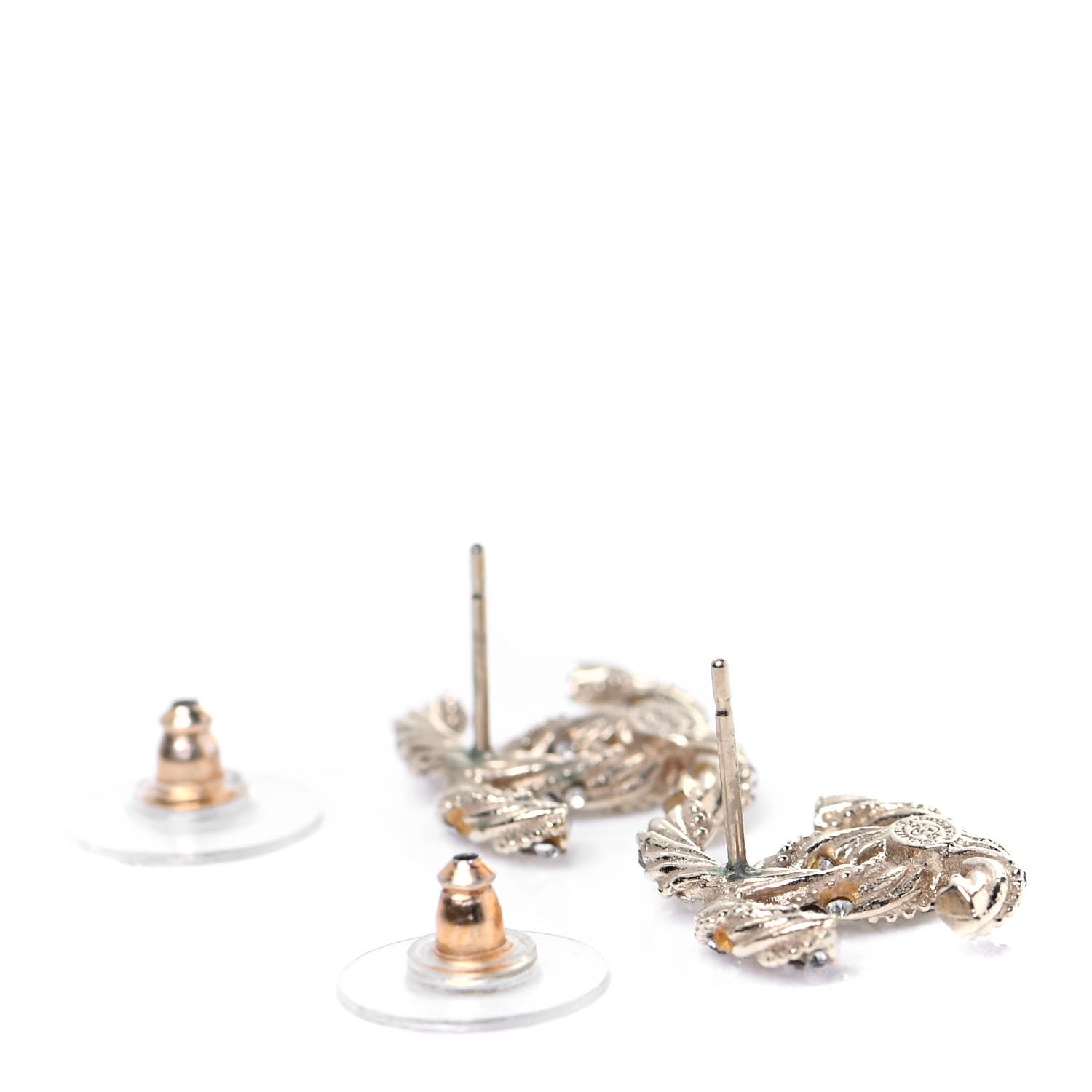 Chanel Crystal Twisted CC Earrings Gold 3 of 4