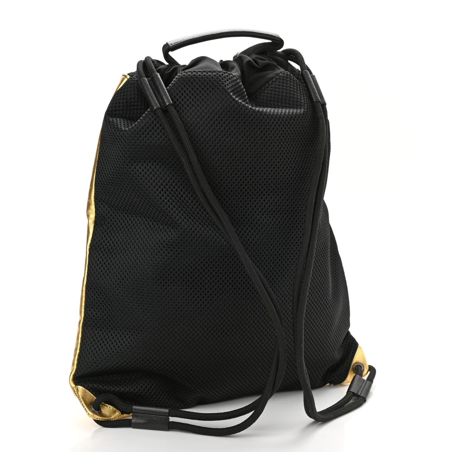 Calfskin MC3 Drawstring Backpack Bag Black Gold
