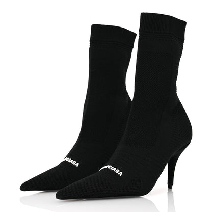 Balenciaga Textured Recycled Knit Logo Extreme Pointed Toe Knife 2.0 Booties 36 Black 4 of 10