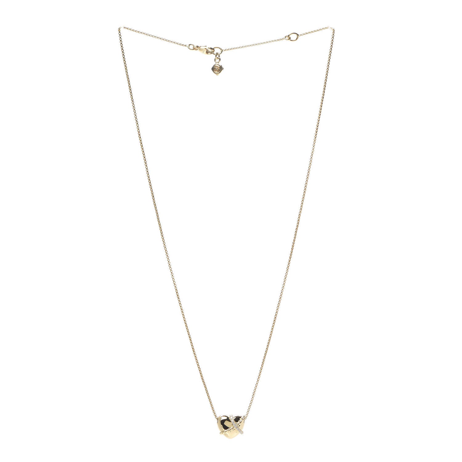 David Yurman 18K Yellow Gold Diamond Le Petit Coeur Heart Pendant Necklace 3 of 6
