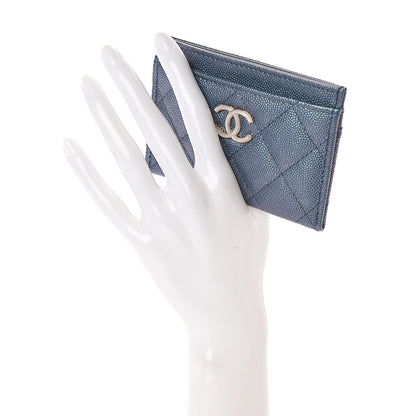 Chanel Iridescent Caviar Quilted Card Holder Dark Blue 2 of 8