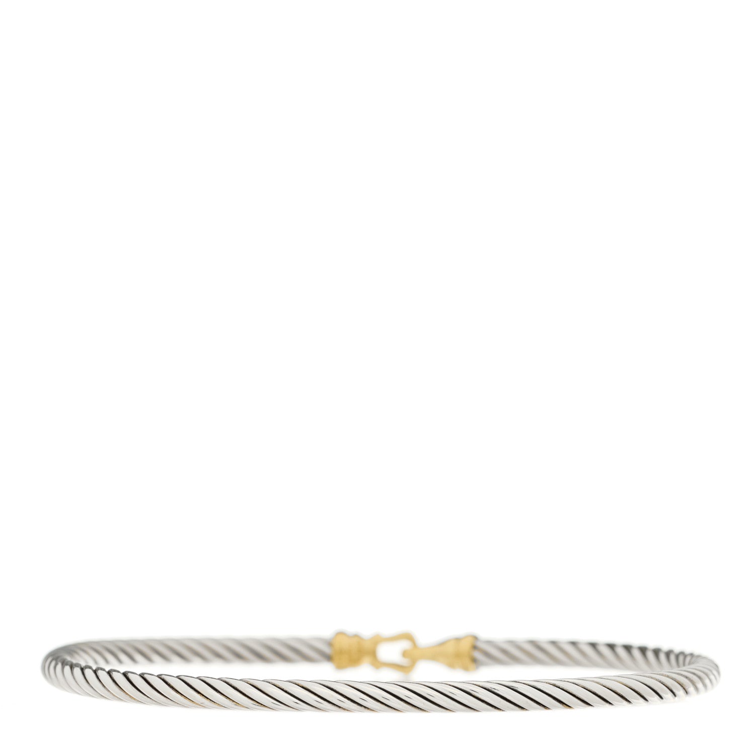 David Yurman Sterling Silver 18k Yellow Gold 3mm Cable Buckle Bracelet 2 of 3