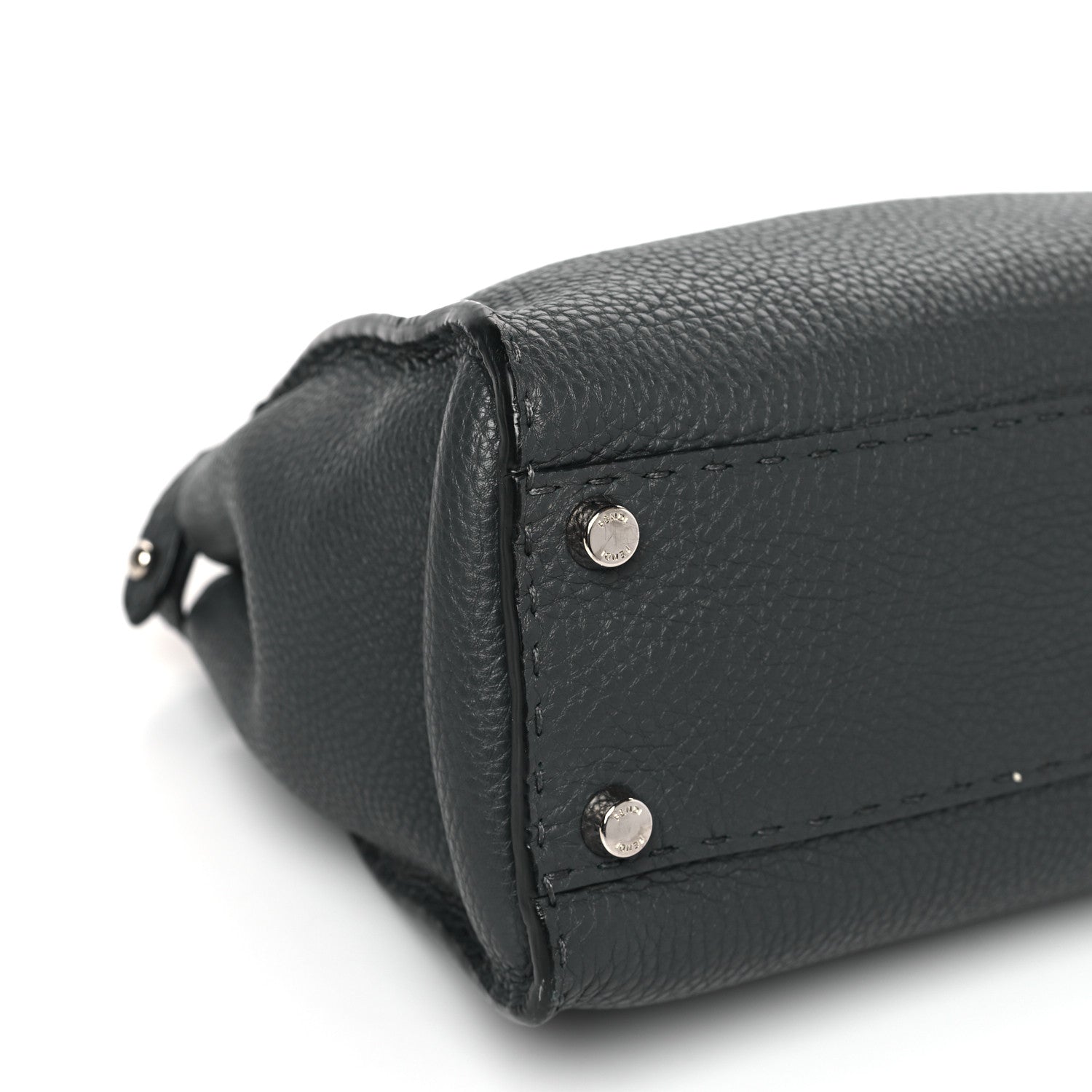 Fendi Cuoio Romano Selleria Bi-Color Medium Peekaboo Iconic Satchel Asfalto Latte 9 of 10