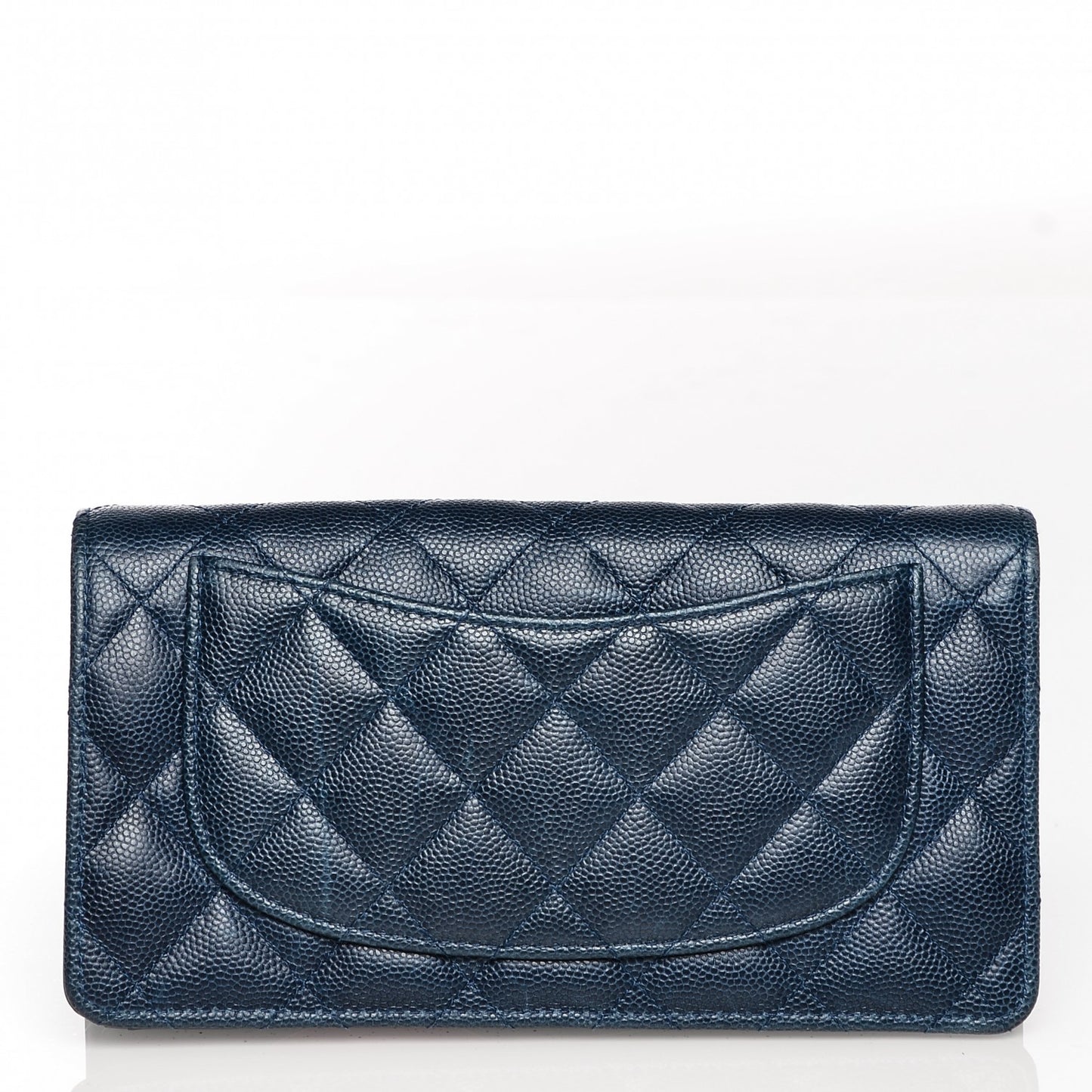 Caviar Quilted Yen Wallet Dark Blue