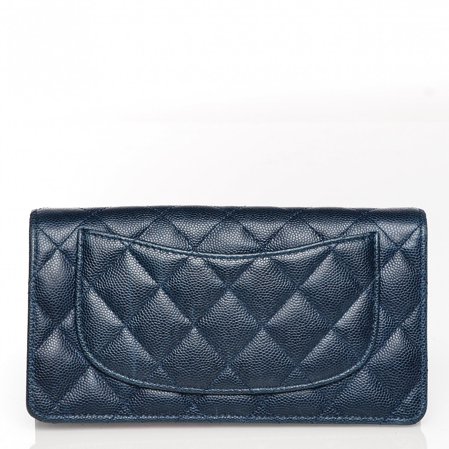 Chanel Caviar Quilted Yen Wallet Dark Blue 10 of 11