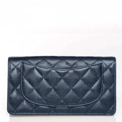 Chanel Caviar Quilted Yen Wallet Dark Blue 10 of 11