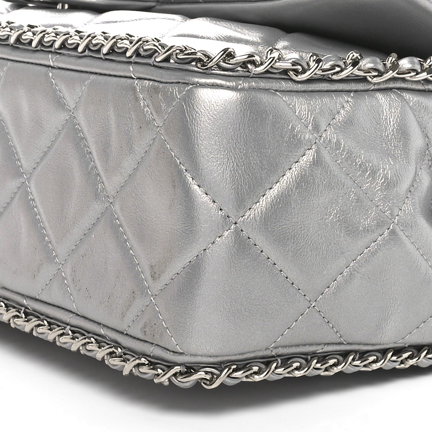 Chanel Metallic Lambskin Large Chain All Over Flap Silver 10 of 10