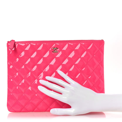 Chanel Patent Calfskin Quilted Medium Cosmetic Case Pink 2 of 7