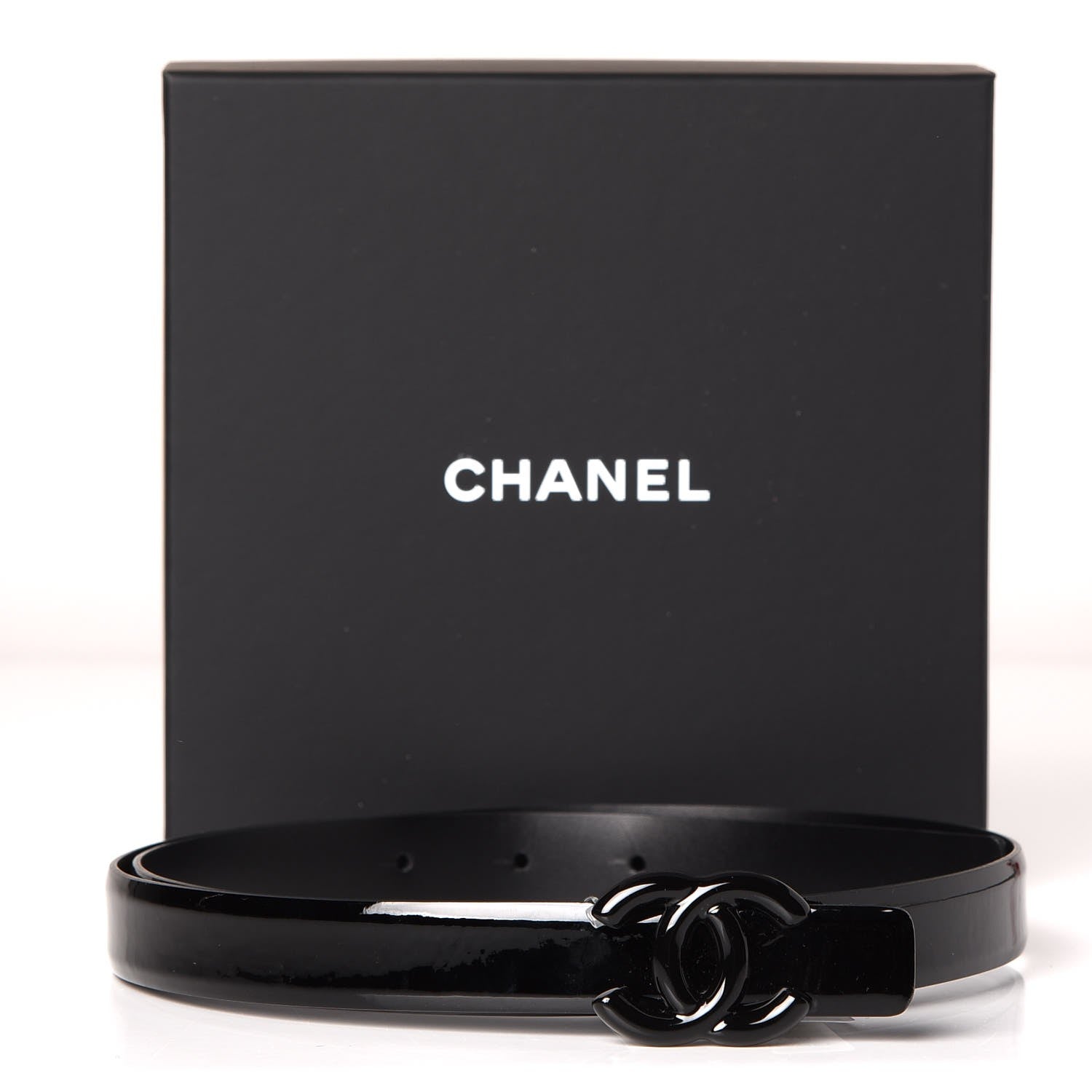 Chanel Patent CC Logo Skinny Belt 85 34 Black 7 of 8