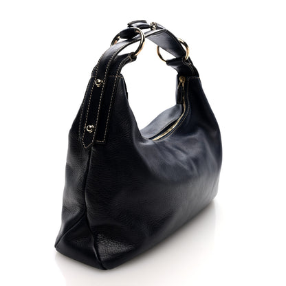 Gucci Calfskin Medium Horsebit Chain Hobo Navy 10 of 10