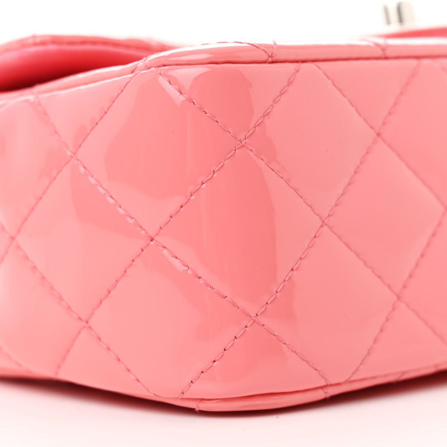 Patent Calfskin Quilted Mini Rectangular Flap Pink