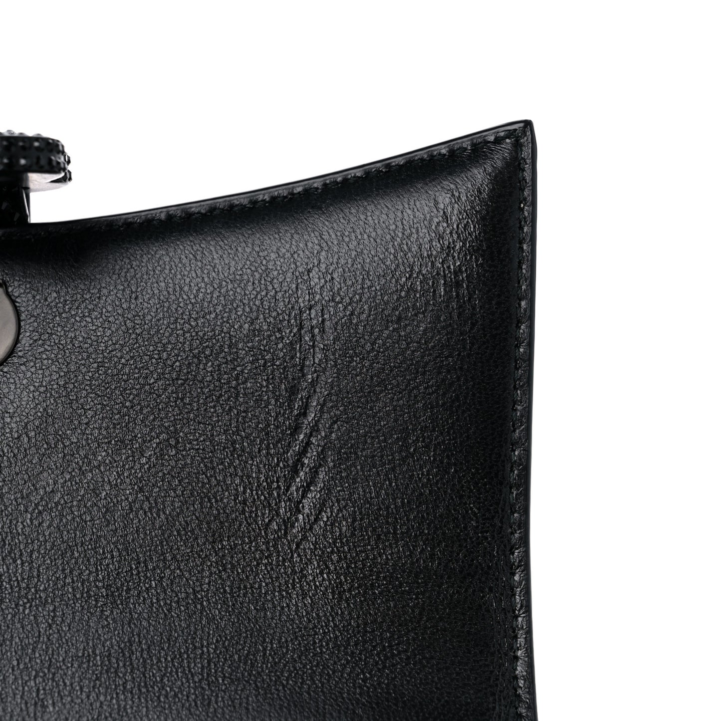 Strass Suede Hourglass Top Handle Bag XS Black Jet