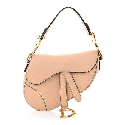 Christian Dior Grained Calfskin Mini Saddle Bag Beige 1 of 10