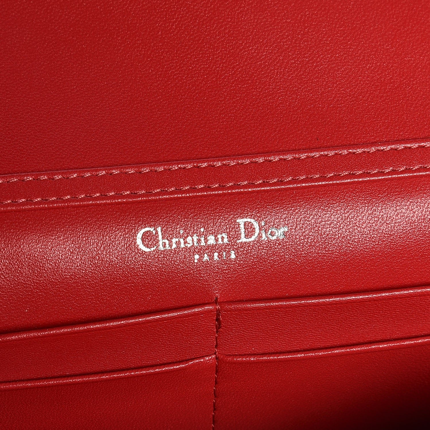 Christian Dior Grained Calfskin Diorama Wallet on Chain Pouch Rouge Vif 6 of 8