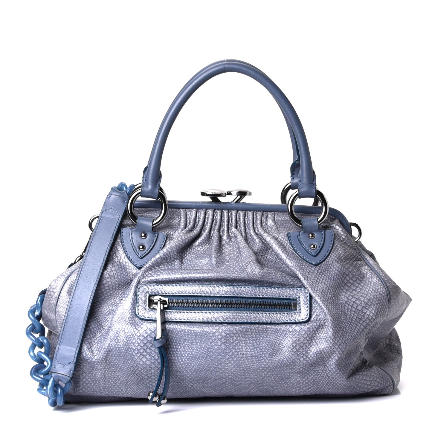 Calfskin Snake Print Stam Blue