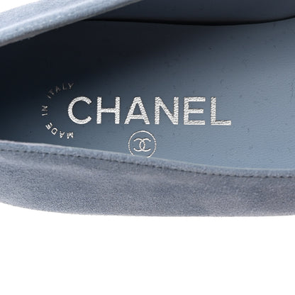Chanel Suede Cap Toe Camellia Ballerina Flats 41 Light Blue 6 of 8