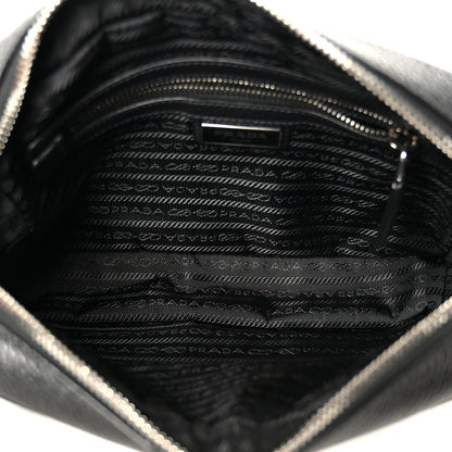 Prada Vitello Daino Zip Shoulder Bag Black 5 of 10