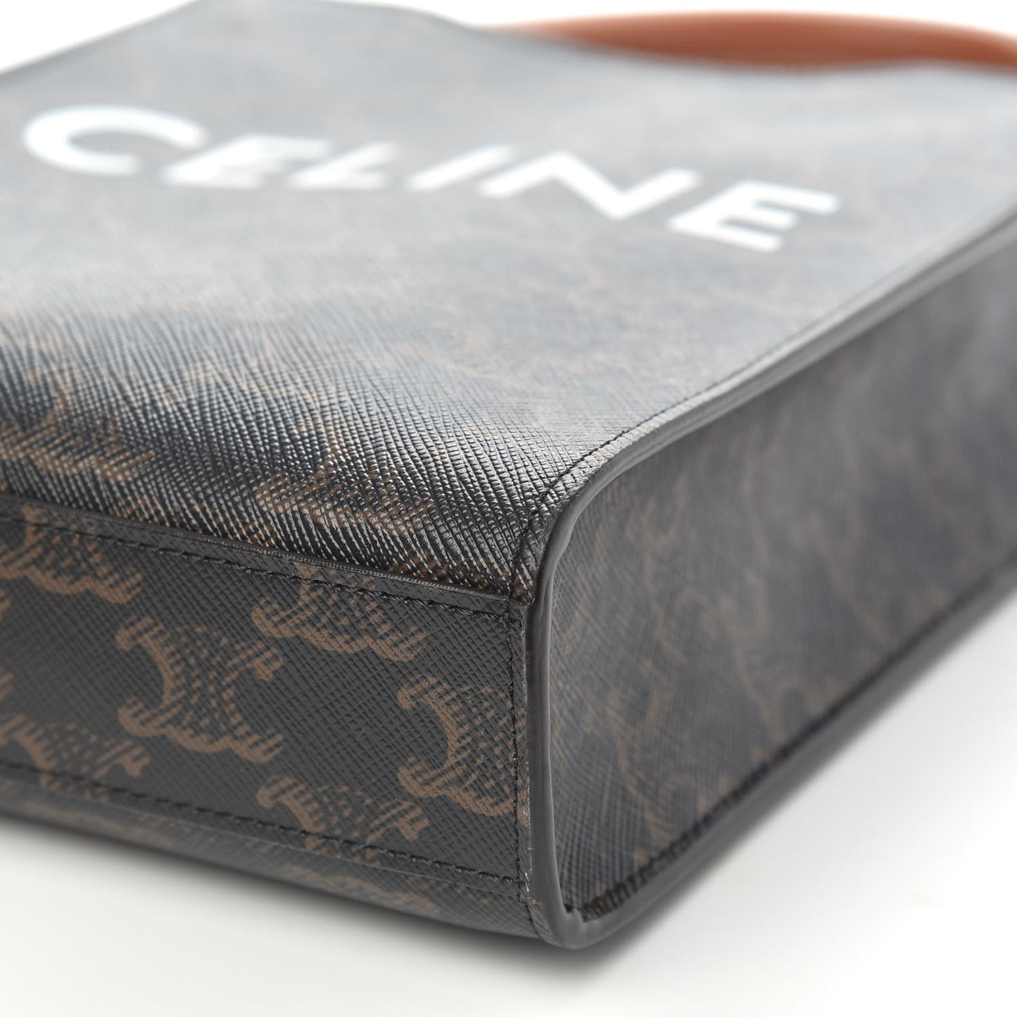 Triomphe Canvas Calfskin Mini Vertical Cabas Tan