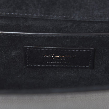 Saint Laurent Metallic Grain De Poudre Medium Classic Monogram Kate Satchel Dark Lead 8 of 9