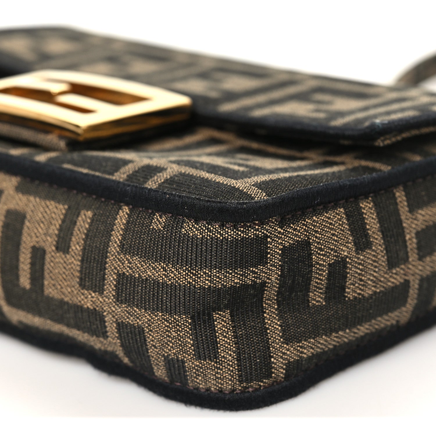 Fendi Fabric Jacquard FF 1974 Mini Baguette Tobacco Moro Black 10 of 10