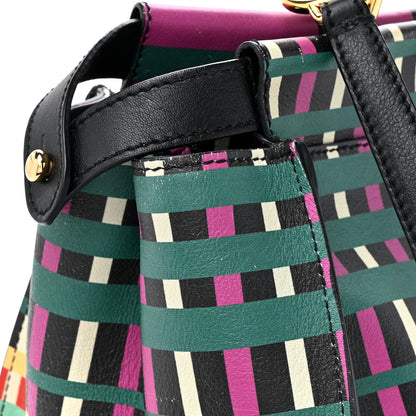 Fendi Vitello Seta Digital Print Large Peekaboo Iconic Satchel Multicolor Black 14 of 19