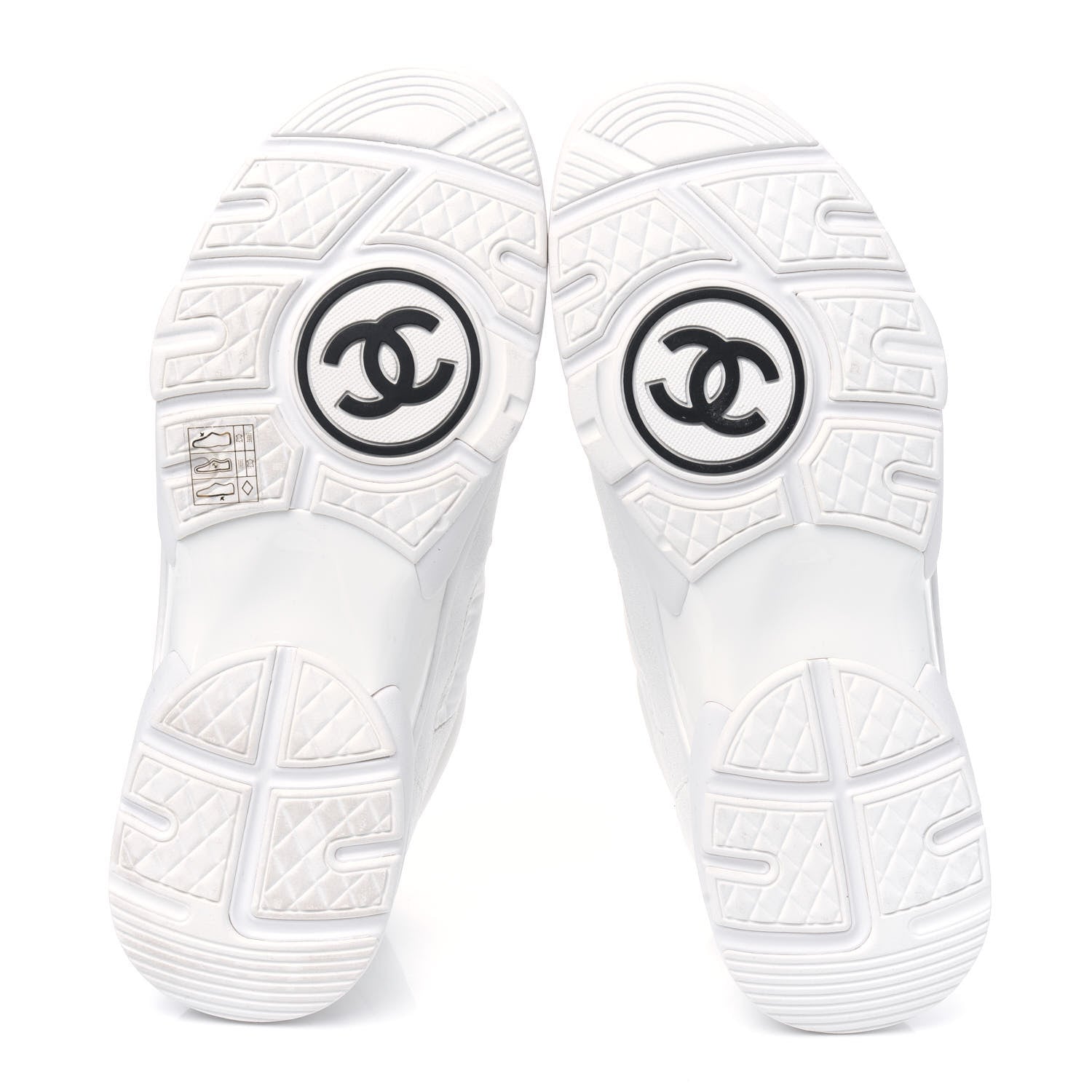 Chanel Suede Calfskin Fabric CC Sneakers 38.5 White 5 of 9
