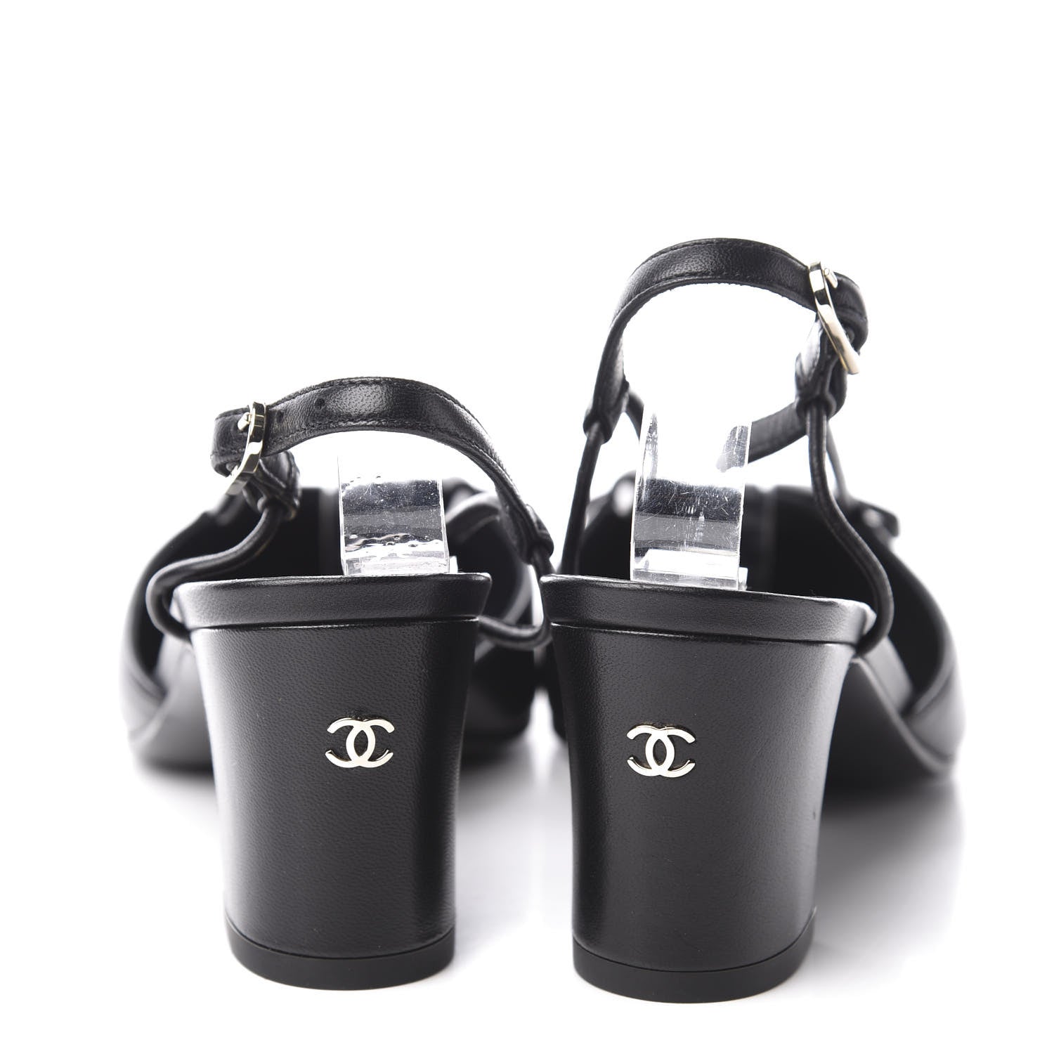 Chanel Lambskin Satin Slingback Cap Toe Bow Pumps 35.5 Black 7 of 11