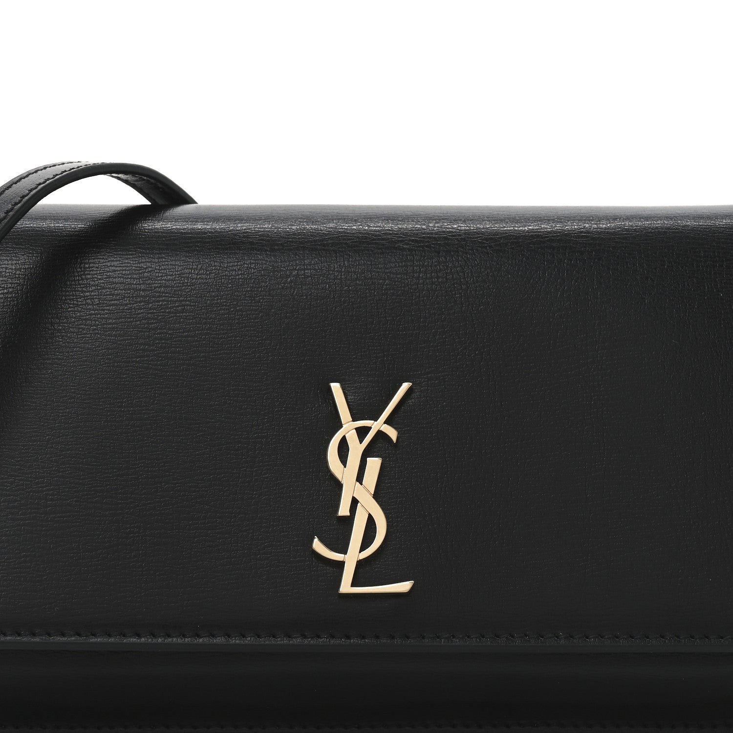 Saint Laurent Calfskin Monogram Cassandre Phone Holder With Strap Black 8 of 10