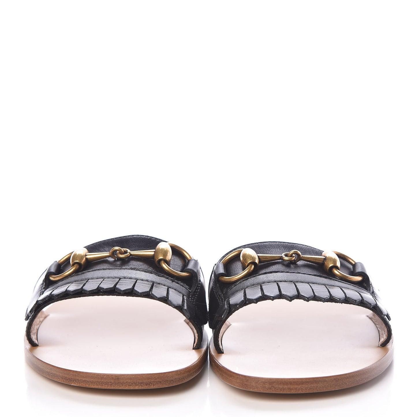 Malaga Kid Fringe Horsebit Slide Sandals 36 Black