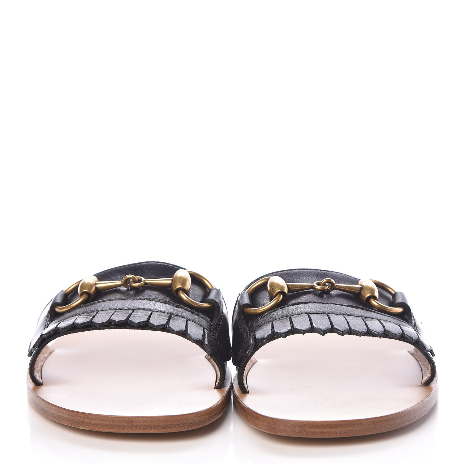 Gucci Malaga Kid Fringe Horsebit Slide Sandals 36 Black 2 of 8
