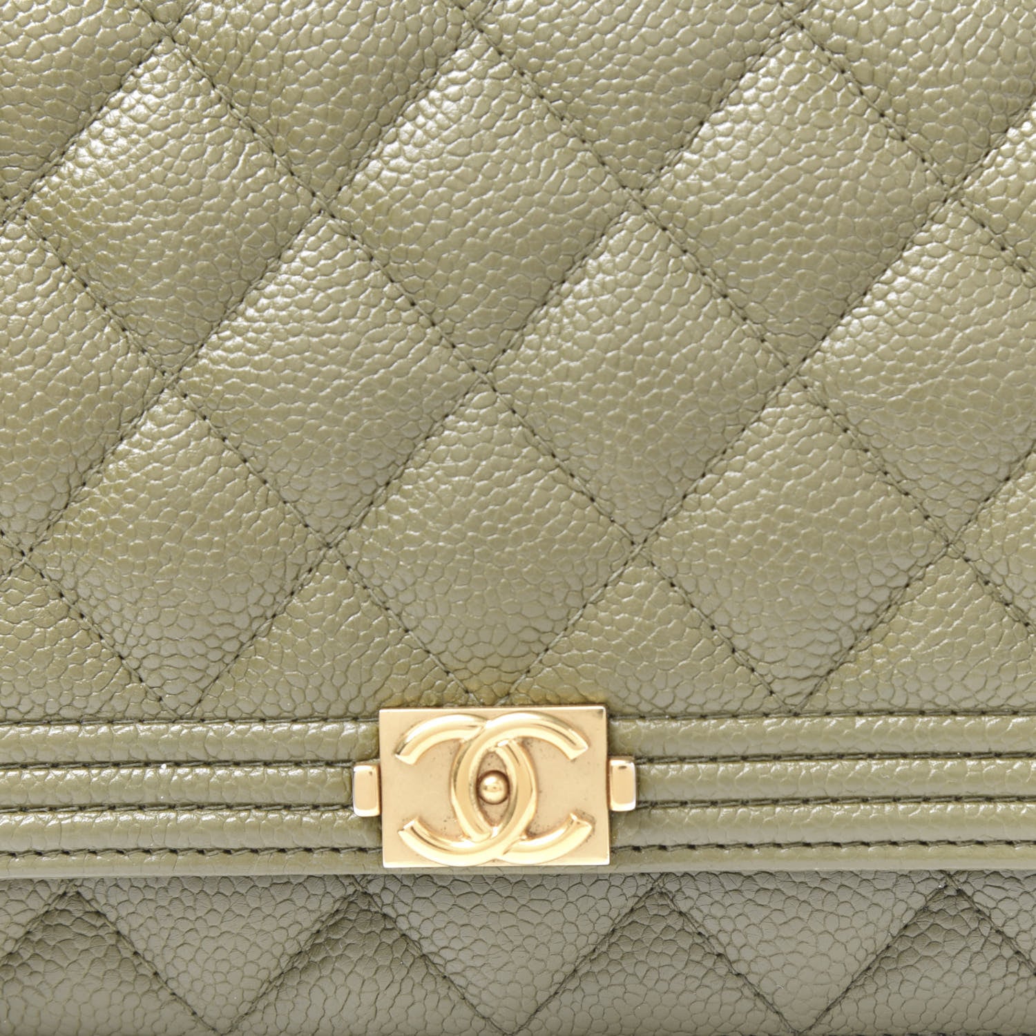 Chanel Caviar Quilted Boy Wallet On Chain WOC Khaki 9 of 9