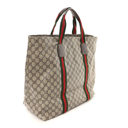 Gucci Tender GG Supreme Monogram Textured Dollar Calfskin Web Tote Beige Ebony New Acero 3 of 10