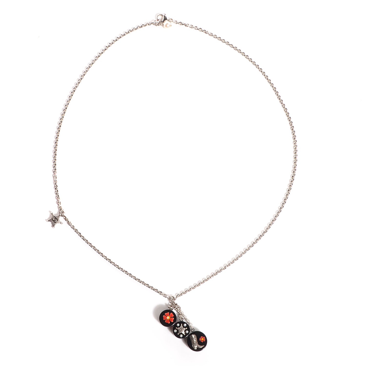 Chanel Pearl Resin CC Paris Dallas Necklace Silver 5 of 7