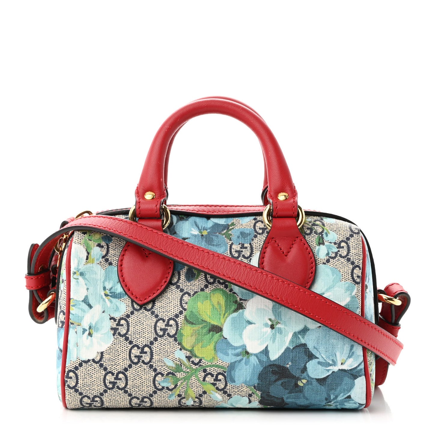 GG Supreme Monogram Blooms Mini Boston Navy Blue Hibiscus