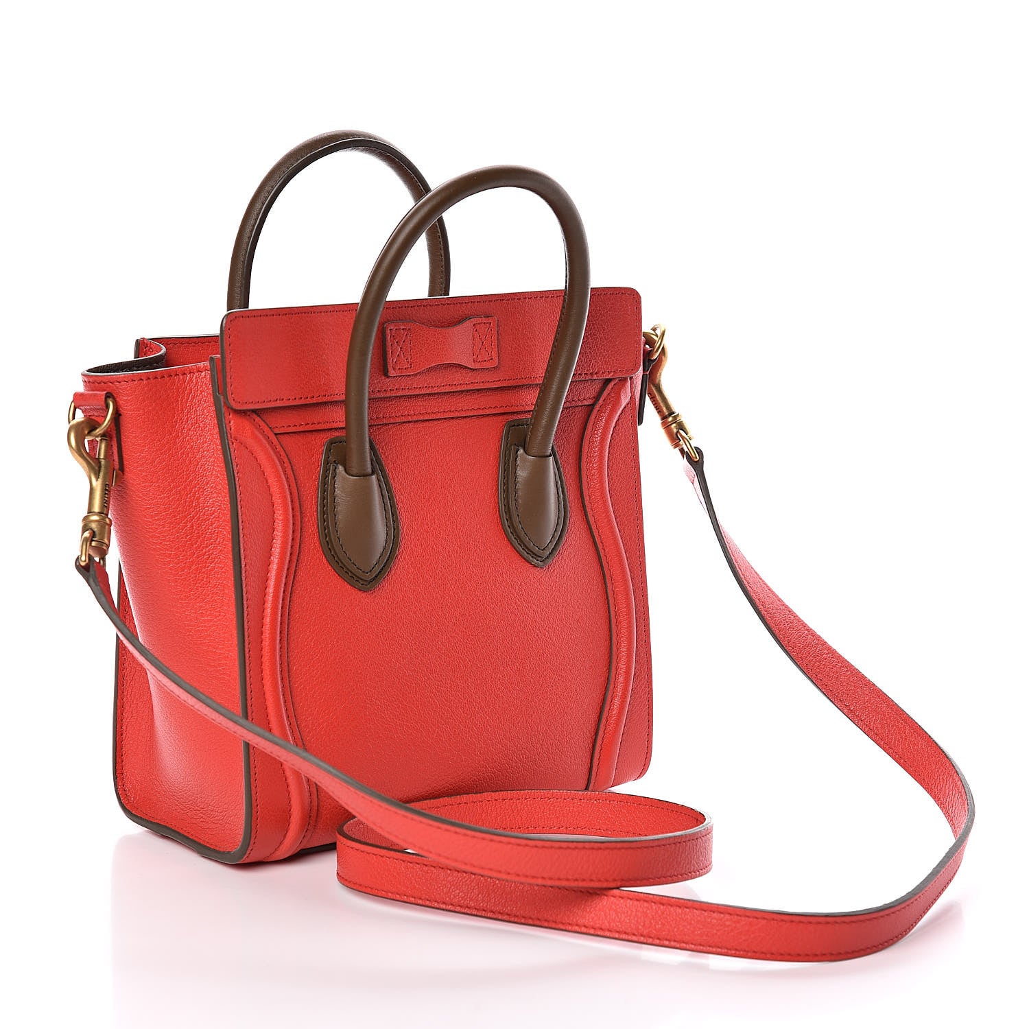 Celine Goatskin Nano Tri-Color Luggage Red 3 of 8