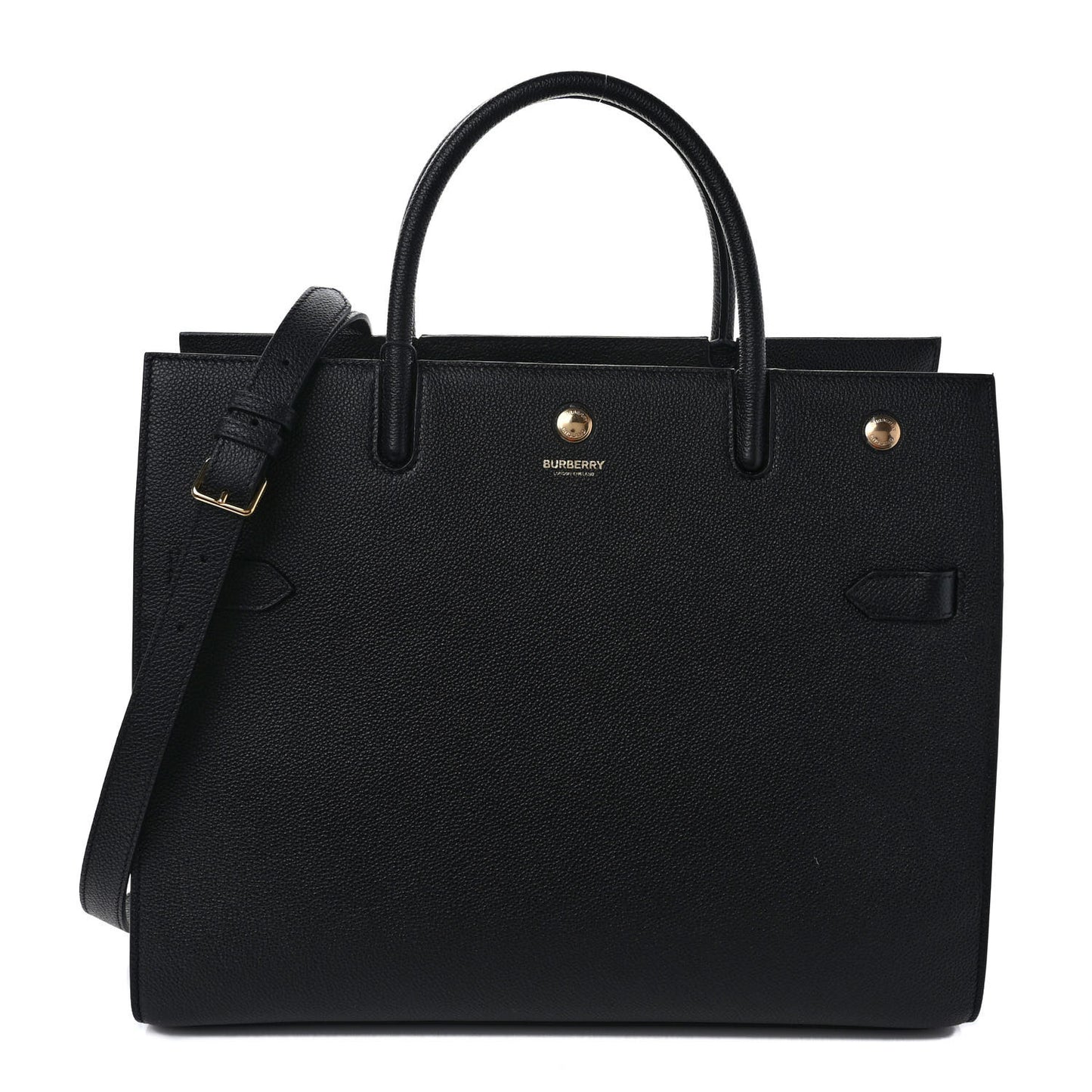 Grainy Calfskin Medium Title Bag Black