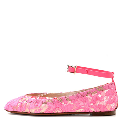 Valentino Garavani Lace Ankle Strap Ballerina Flats 36.5 Framboise 1 of 9