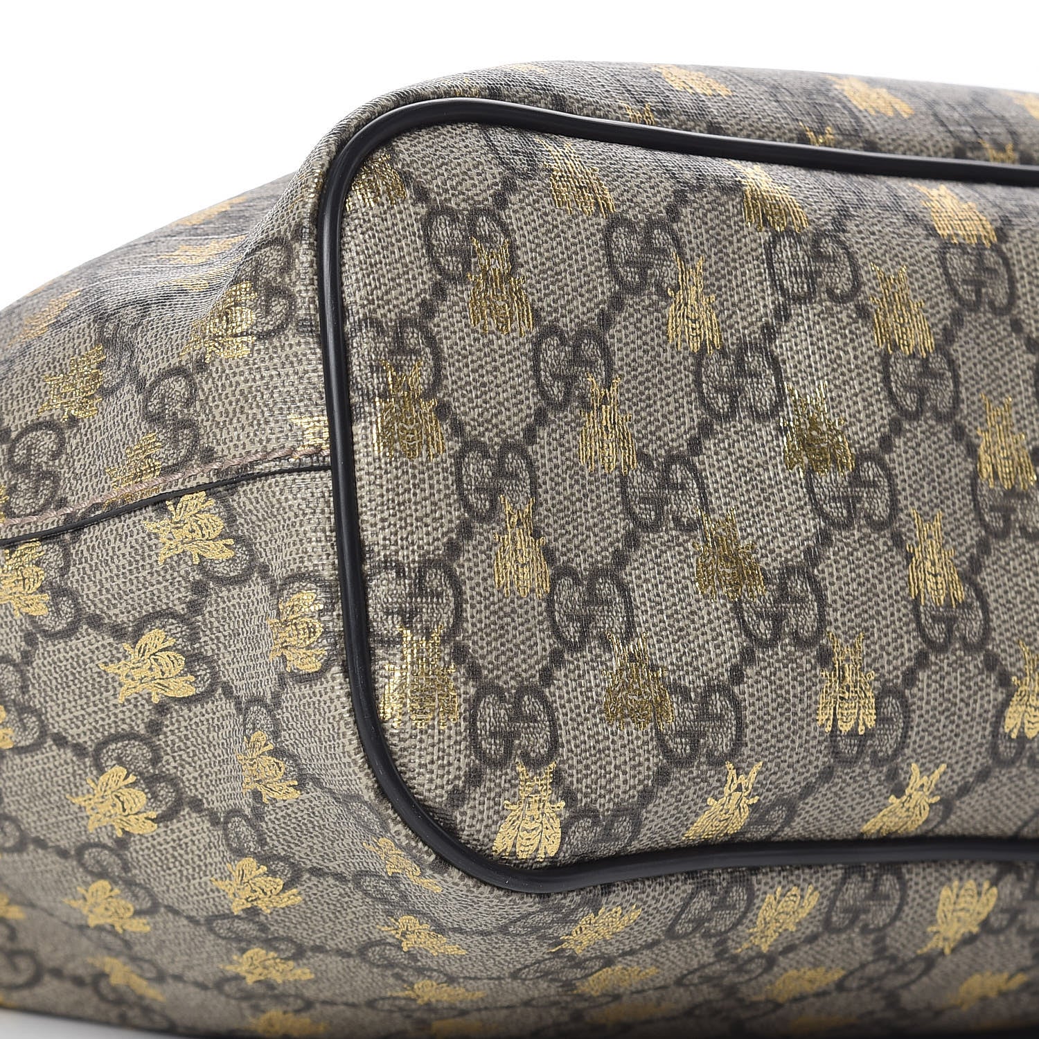 Gucci Soft GG Supreme Monogram Bees Small Crossbody Tote Beige Oro Black 8 of 9