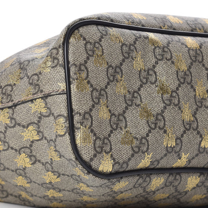 Gucci Soft GG Supreme Monogram Bees Small Crossbody Tote Beige Oro Black 8 of 9