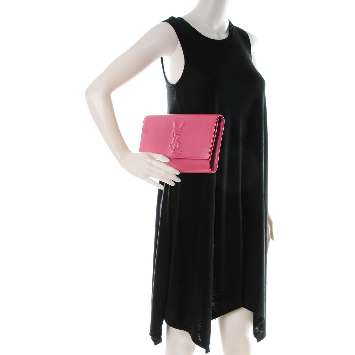 Saint Laurent Calfskin Monogram Large Belle De Jour Clutch Pink 2 of 7