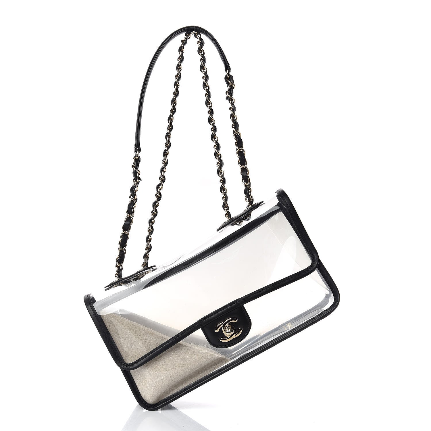 Chanel Lambskin PVC Medium Coco Sand Flap Black 8 of 9