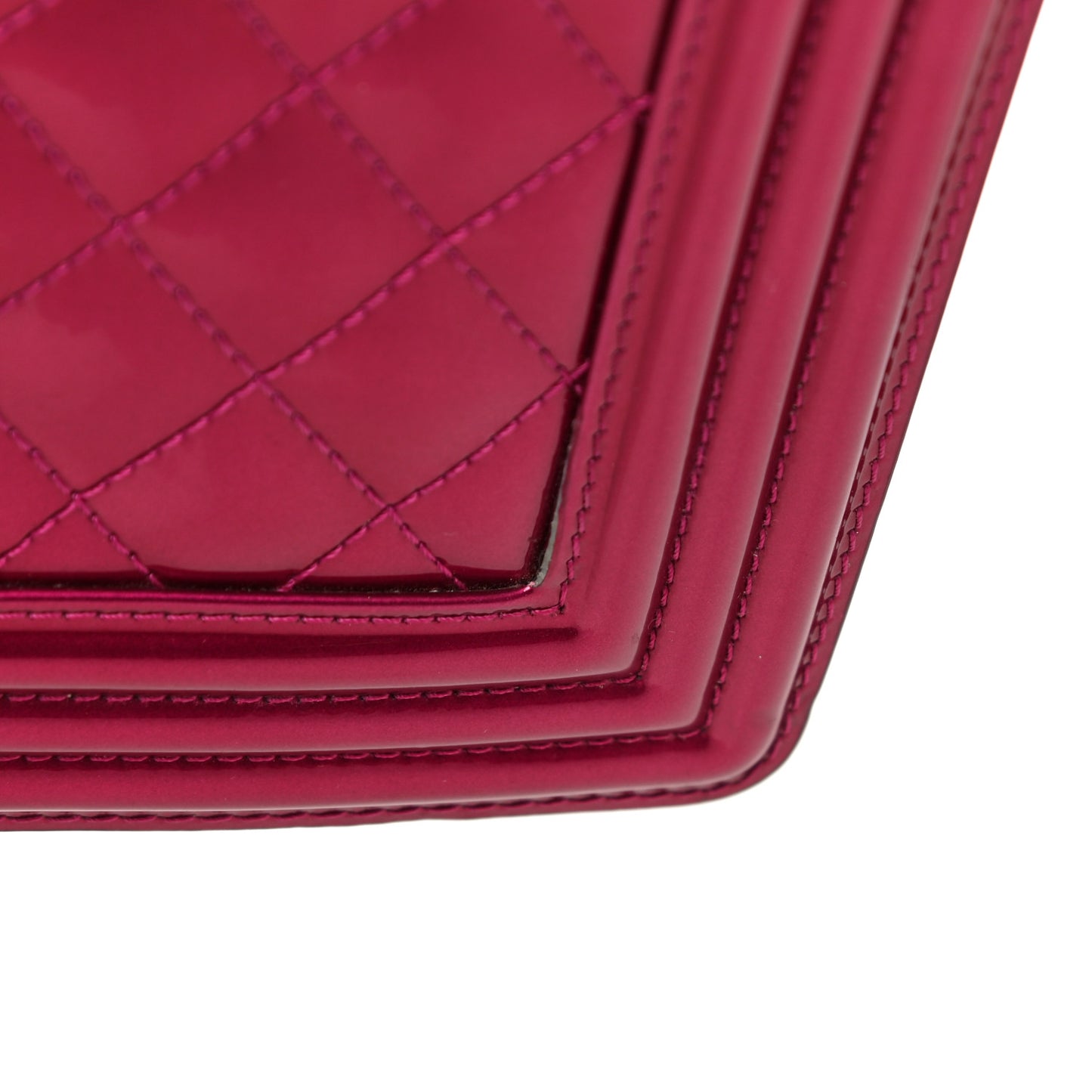 Metallic Patent Quilted New Medium Boy Flap Fuchsia