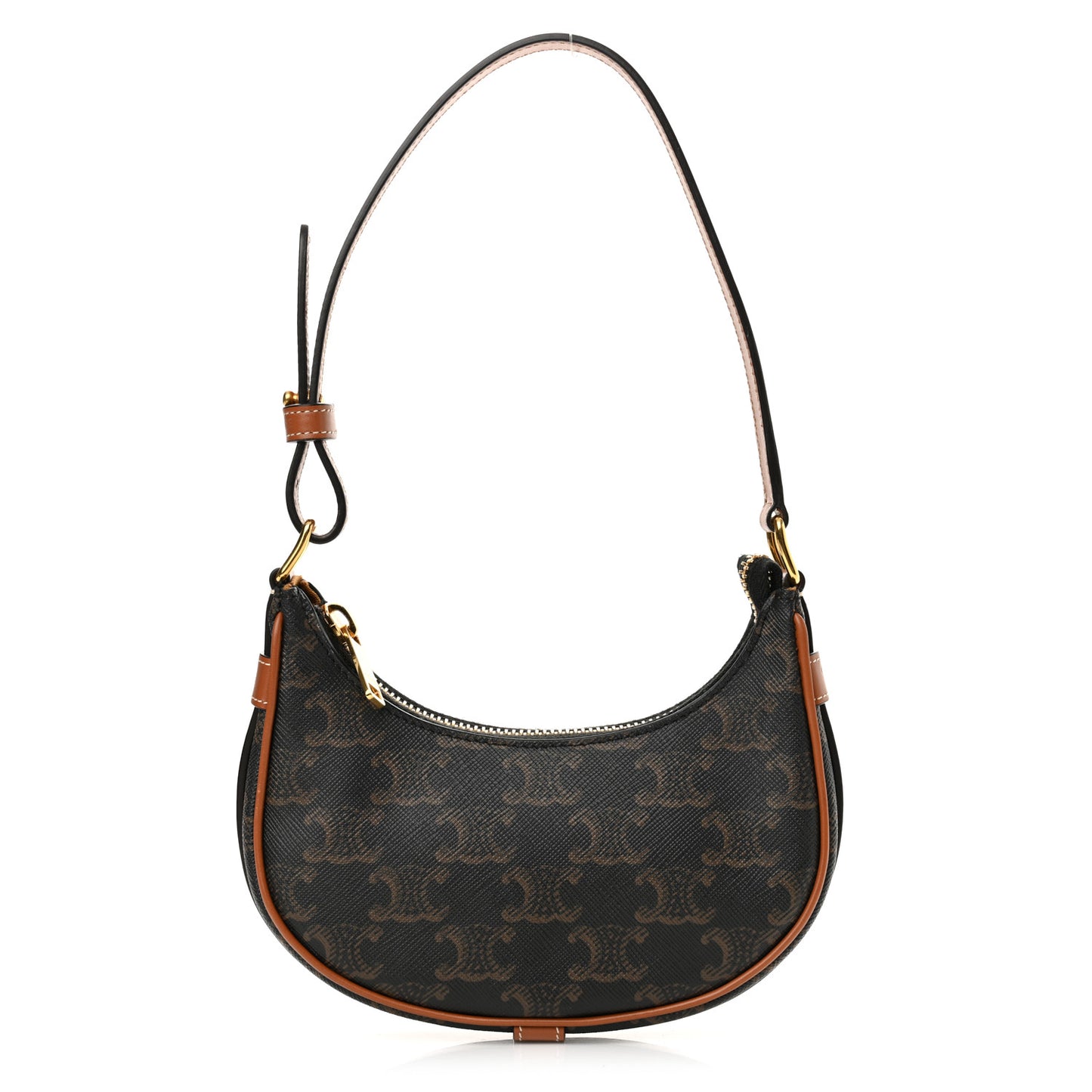 Canvas Calfskin Mini Ava Triomphe Shoulder Bag Tan